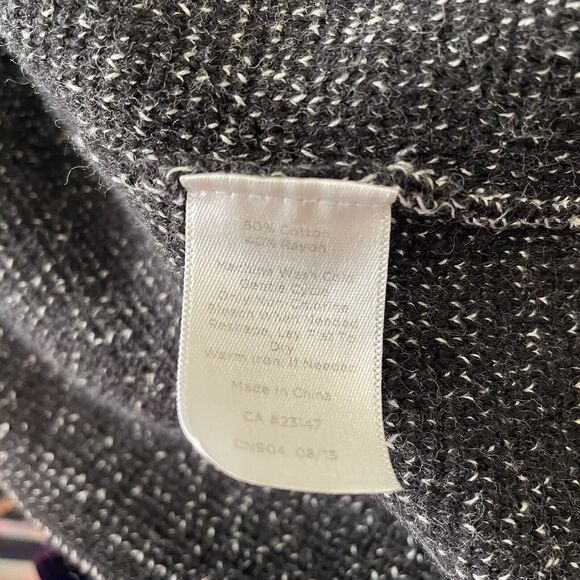 Talbots M Petite Black Gray marled Long zip Cardigan Sweater - Picture 7 of 9